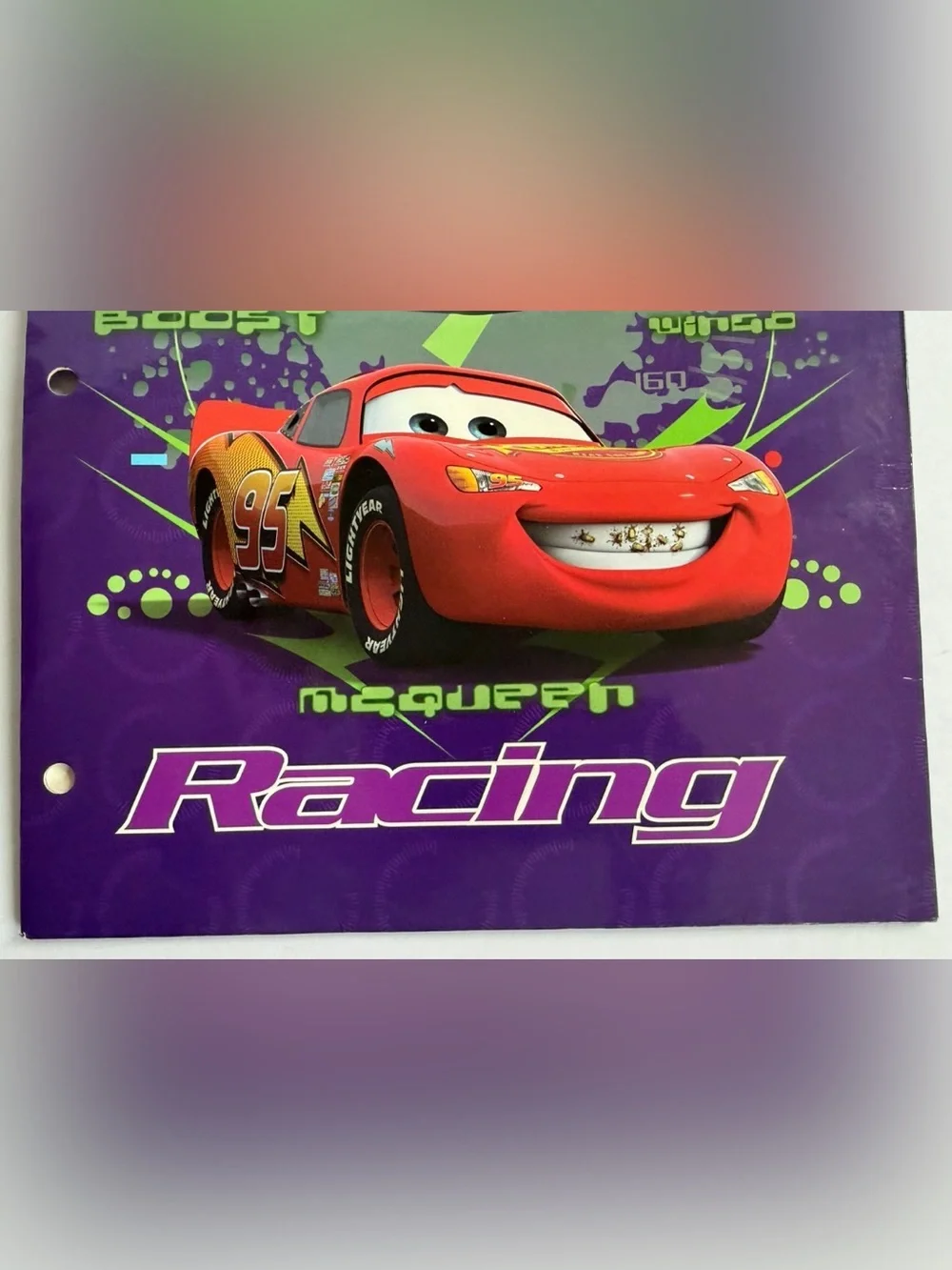 Vintage Disney Pixar Cars 2 Pocket Folder Lightning McQueen Radiator Springs